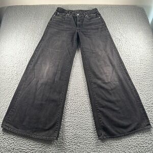 VIAVIA Jeans Womens 26 Low Baggy Wide Leg Washed Black Denim The Low And Baggy